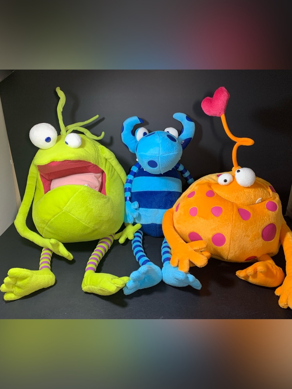 Not So Scary Monsters Green, Orange, Blue Wilf Plush Toy Lot of 3 Stuffed Animal